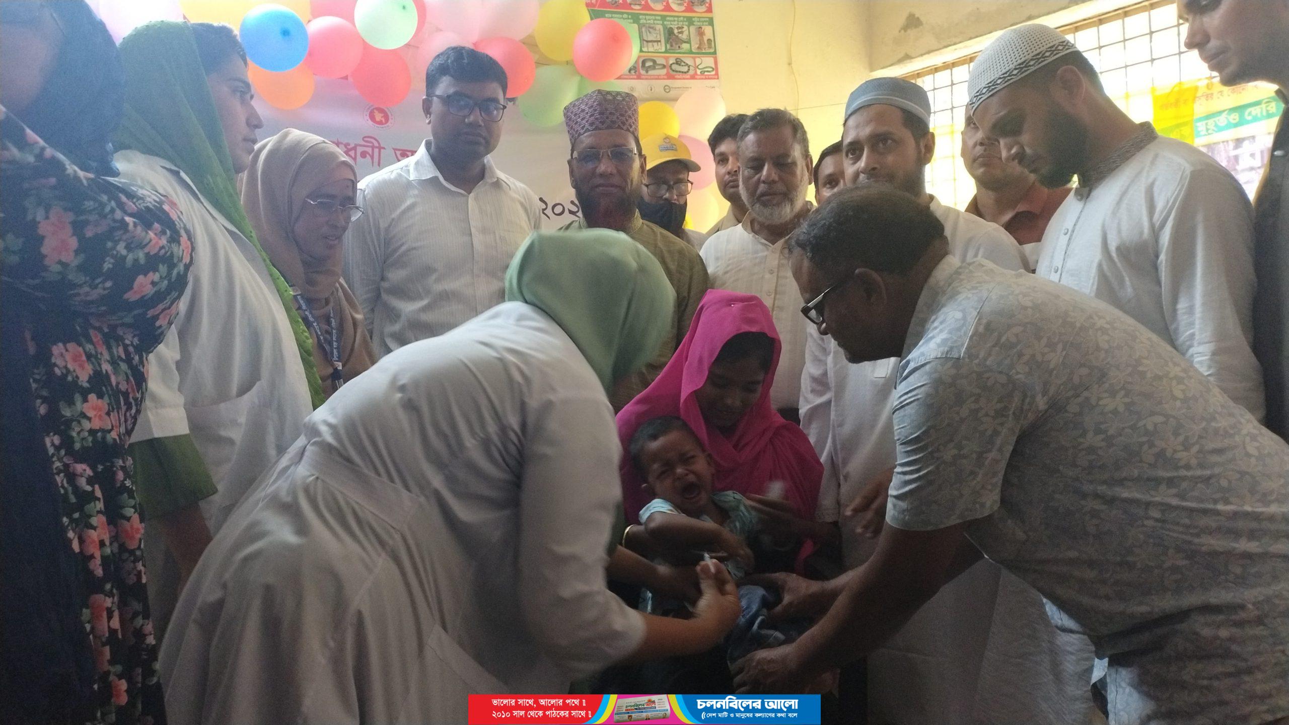 চৌহালীতে হাম-রুবেলা টিকাদান ক্যাম্পেইনের উদ্বোধন