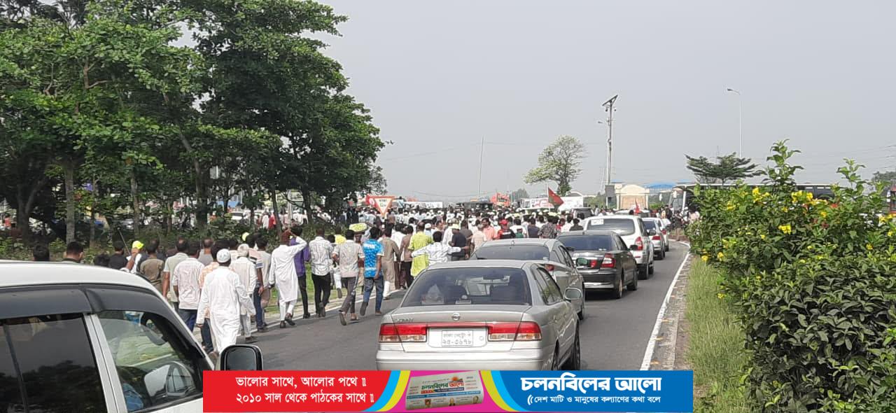 প্রধানমন্ত্রীকে স্বাগত জানাতে সলঙ্গায় নেতাকর্মীর ঢল