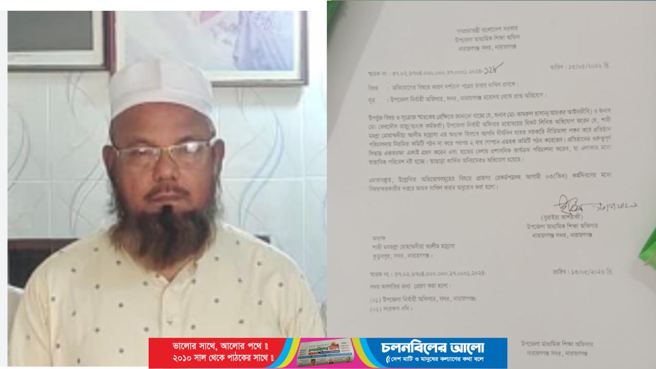 মোহাম্মদীয়া আলিম মাদ্রাসার অধ্যক্ষ সাইদুর রহমানের বিরুদ্ধে দুর্নীতির অভিযোগ,জবাব চেয়ে শিক্ষা অফিসের নোটিশ প্রদান