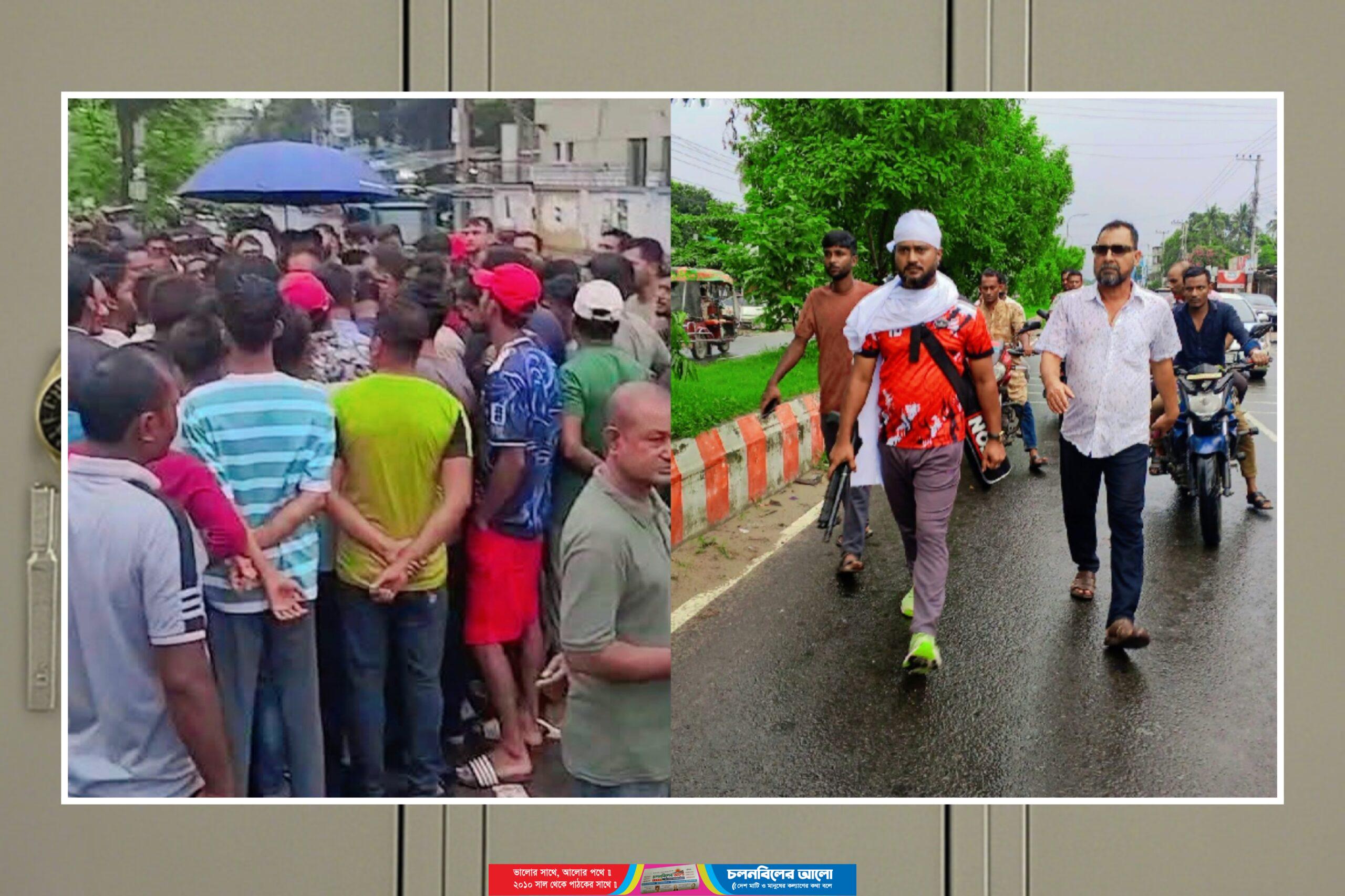 ঈশ্বরদীতে থানার সামনে কাফনের কাপড় পরে অস্ত্র হাতে যুবককে আটক করেছে পুলিশ 